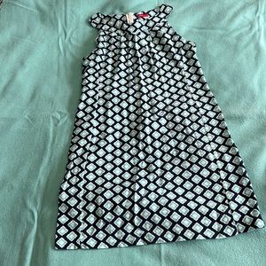 Navy & Turquoise print cotton sleeveless dress - size M